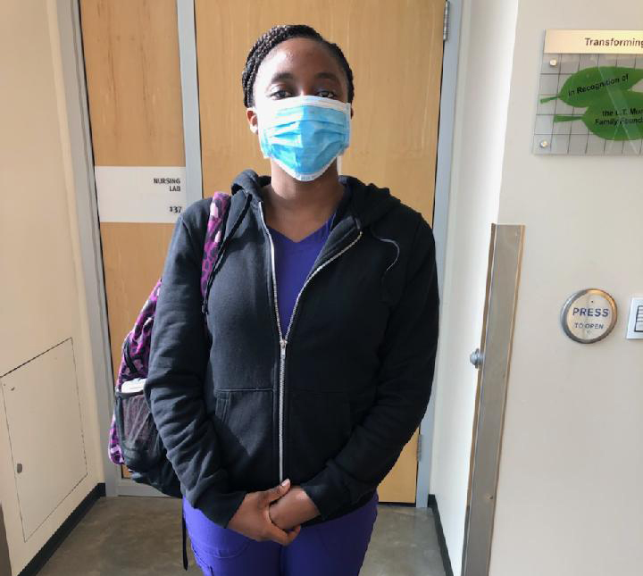 Clover Park Technical College Nursing student wearing a mask