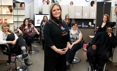 denise klug, an instructor in Clover Park Technical College's beauty school