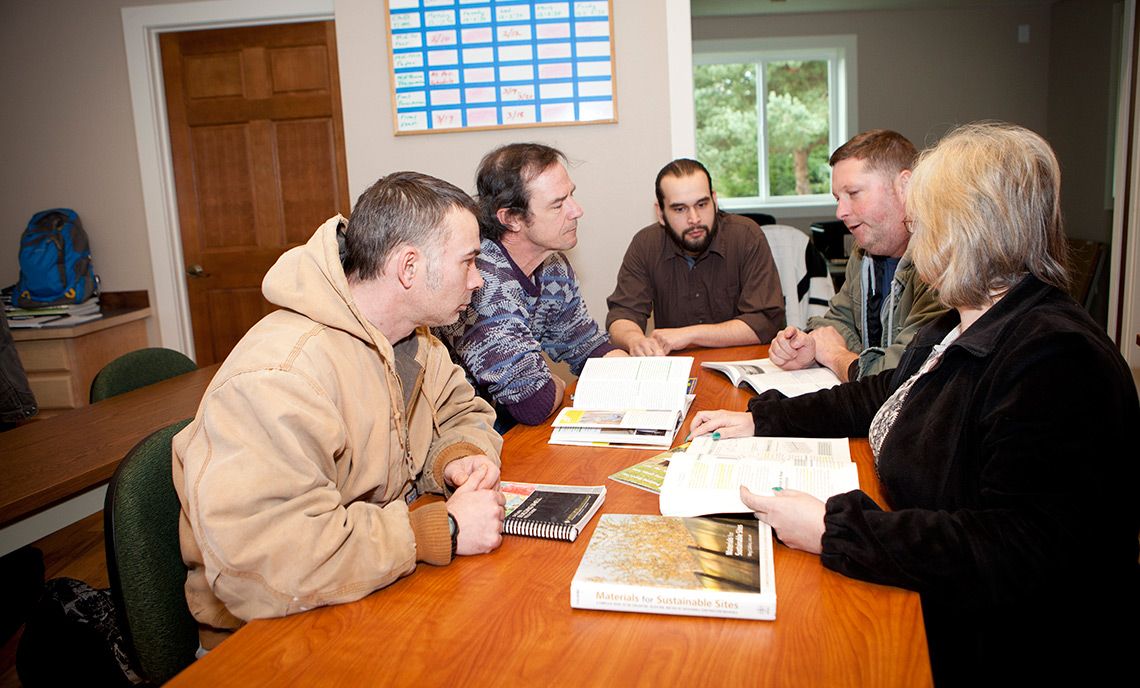 students in the construction program at clover park technical college near tacoma