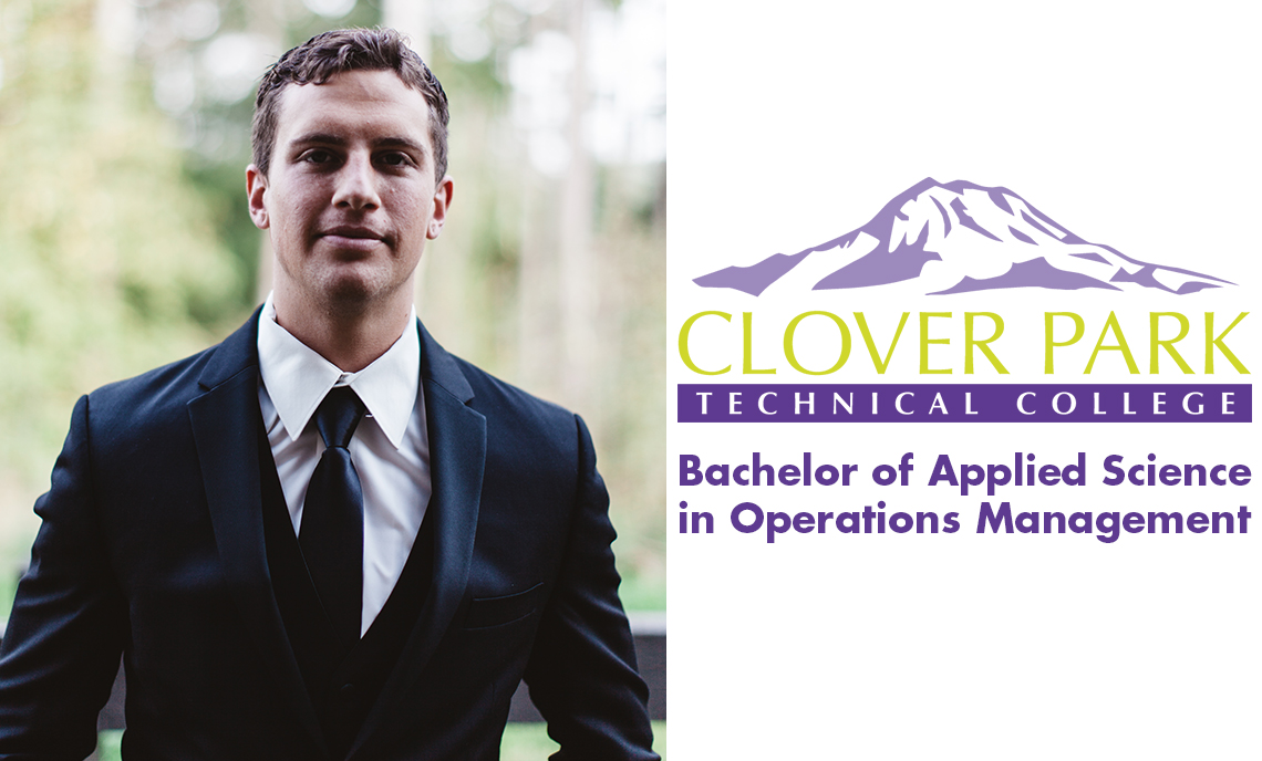 Adam Hougland, one of the graduates of Clover Park Technical College's first cohort from the Bachelor of Applied Science in Operations Management program in 2016.