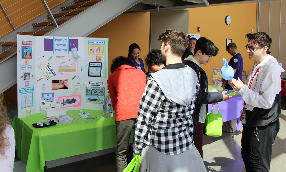 High school students learn about CPTC's Nursing program during the 2018 Career Conference on May 10, 2018.