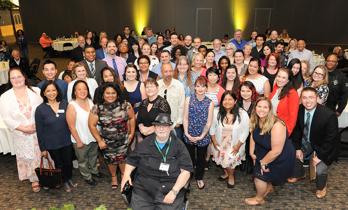 All award nominees in attendance at the 2018 Student Awards Ceremony gathered for a group photo.