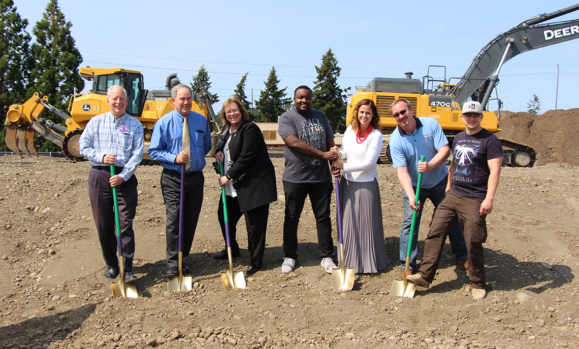 Representatives from CPTC's administration and Mechatronics program joined President Dr. Joyce Loveday for a ceremonial groundbreaking of the new Center for Advanced Manufacturing Technology on June 6, 2018.