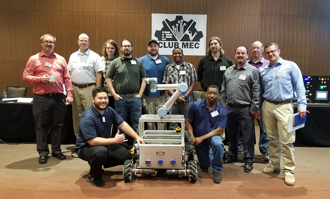 CPTC sent 13 students and three faculty members from the Mechatronics program to the 2018 CAMPS Conference. MIRU also made the trip (pictured in center of the group).