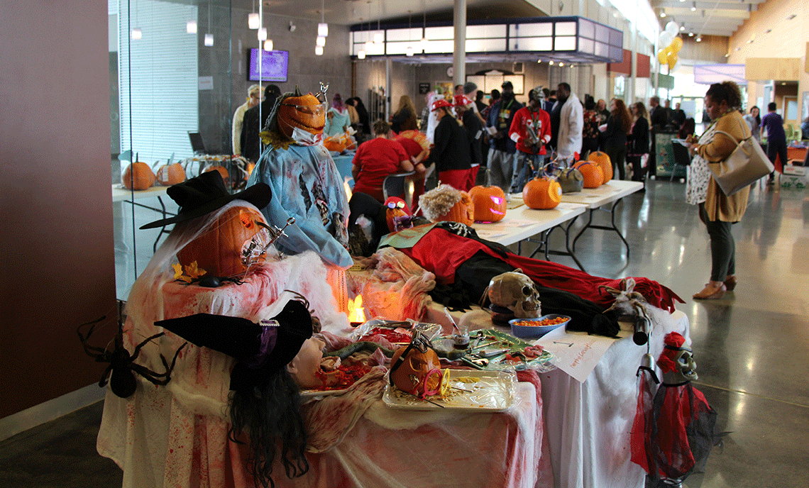 The Dental Assistants Club's display won first place in the 12th annual Pumpkin Carving Contest at the 2018 Fall Fest on Oct. 31.