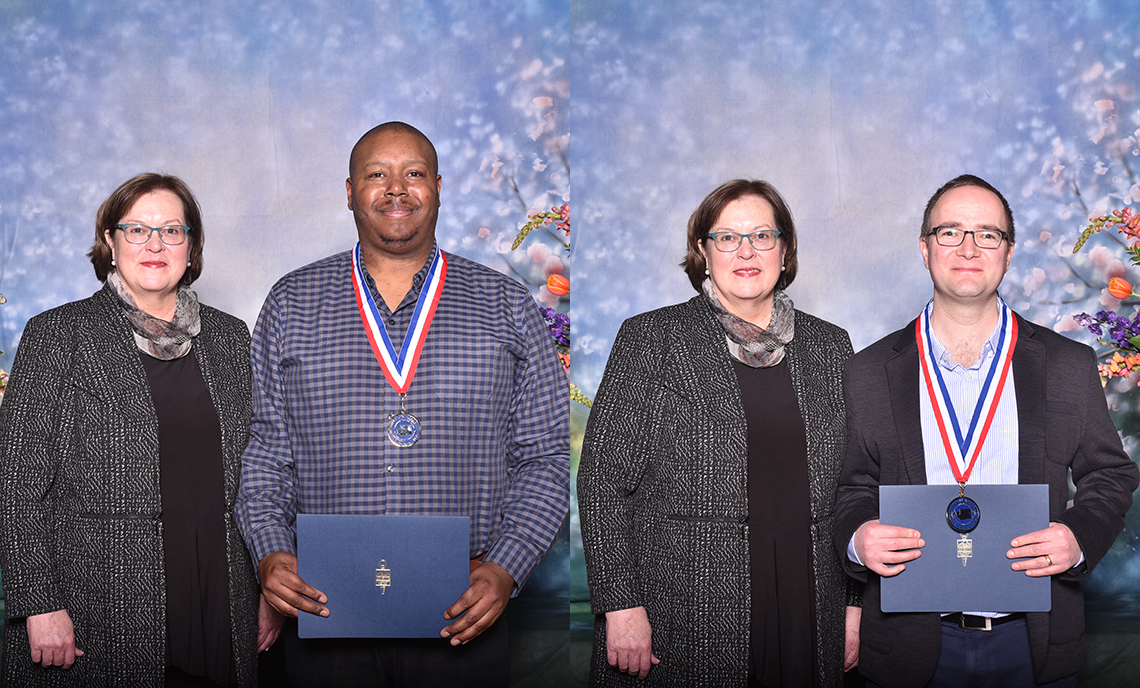 CPTC President Dr. Joyce Loveday with All-Washington Academic honorees Ronald Hayes (left) and Nelson Nyland (right) at the luncheon ceremony on Thursday.