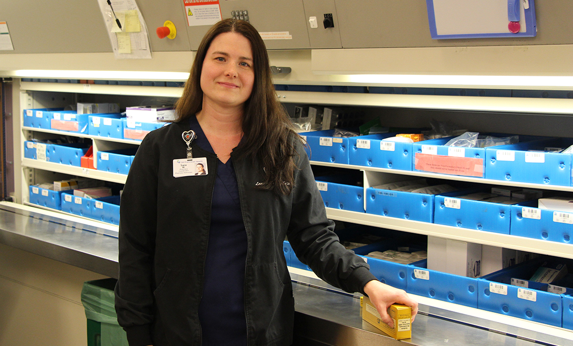 CPTC Pharmacy Technician program alum Sara works at St. Clare Hospital in Lakewood and serves on CPTC's program advisory committee.