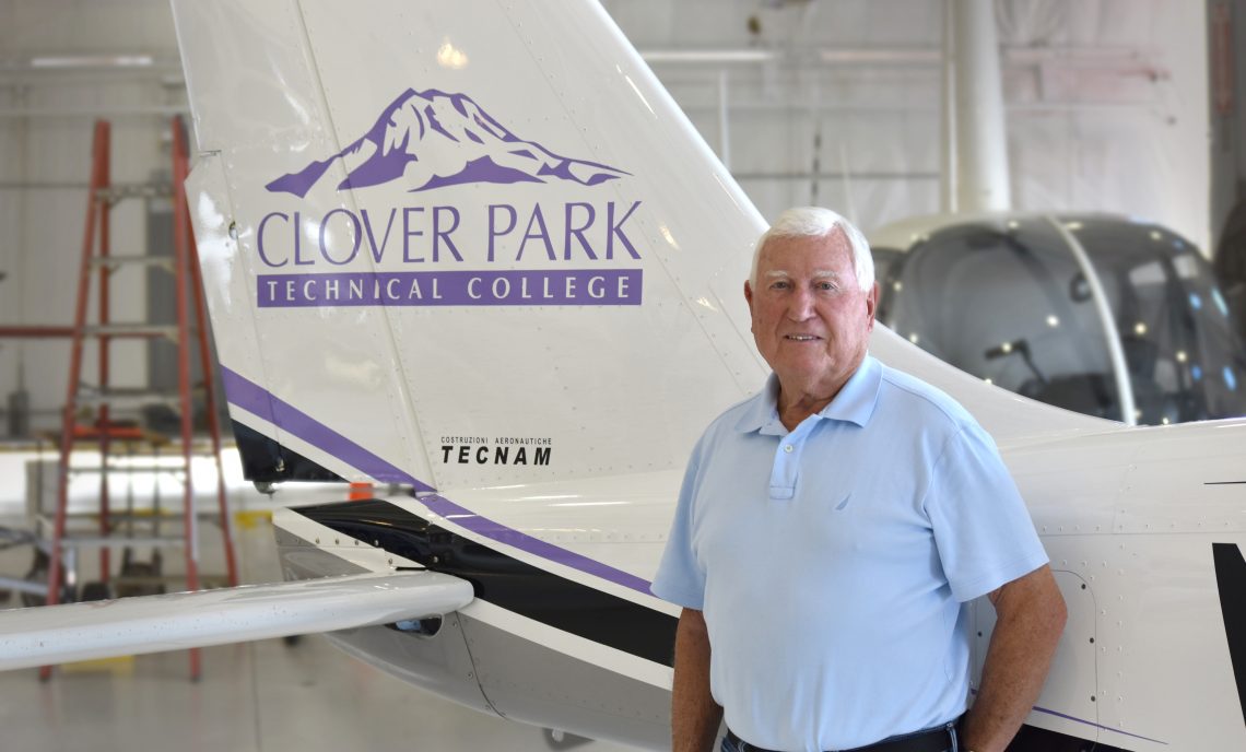 John Schell in front of CPTC airplane