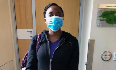 Clover Park Technical College Nursing student wearing a mask