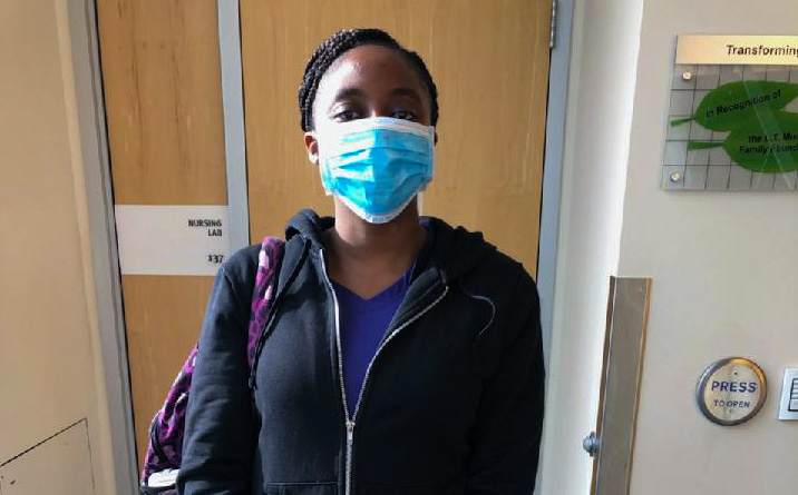 Clover Park Technical College Nursing student wearing a mask