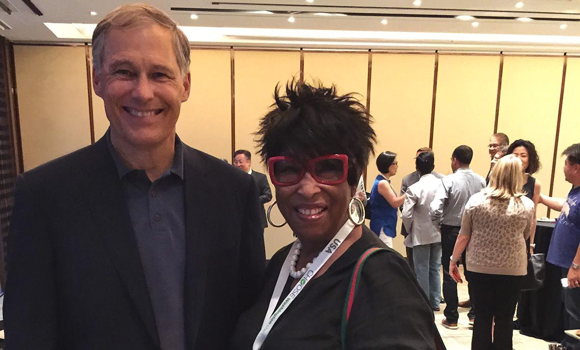 Governor Jay Inslee with Mabel Edmonds