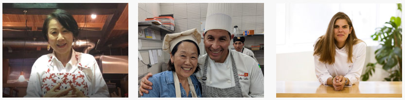 Chef Tomoko live from Osaka, Chef Nacho live from Peru, and/or Chef Ana live from Portugal