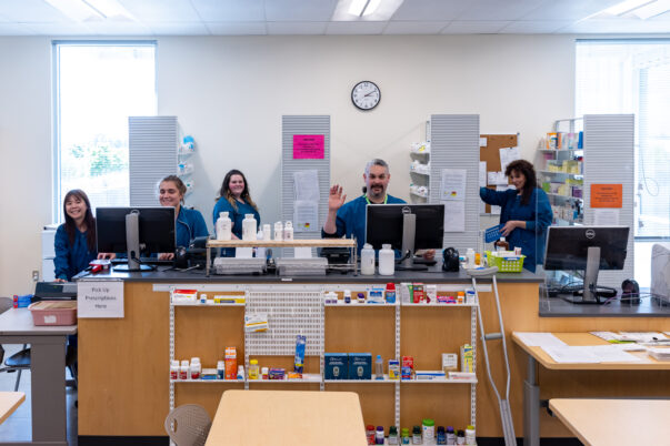 students in pharmacy classroom