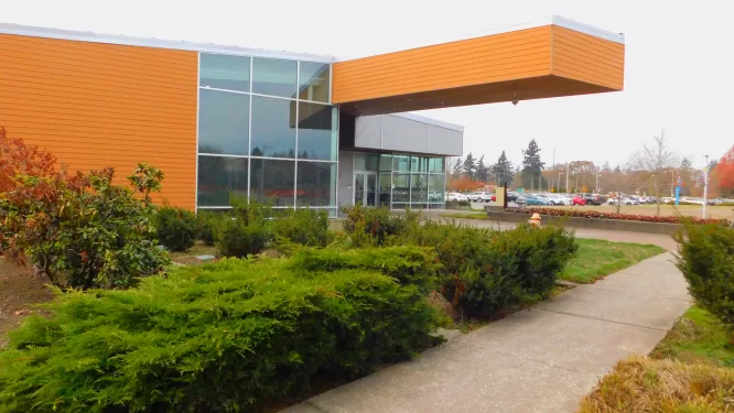 shrubbery in front of building 23 at Clover Park Technical College